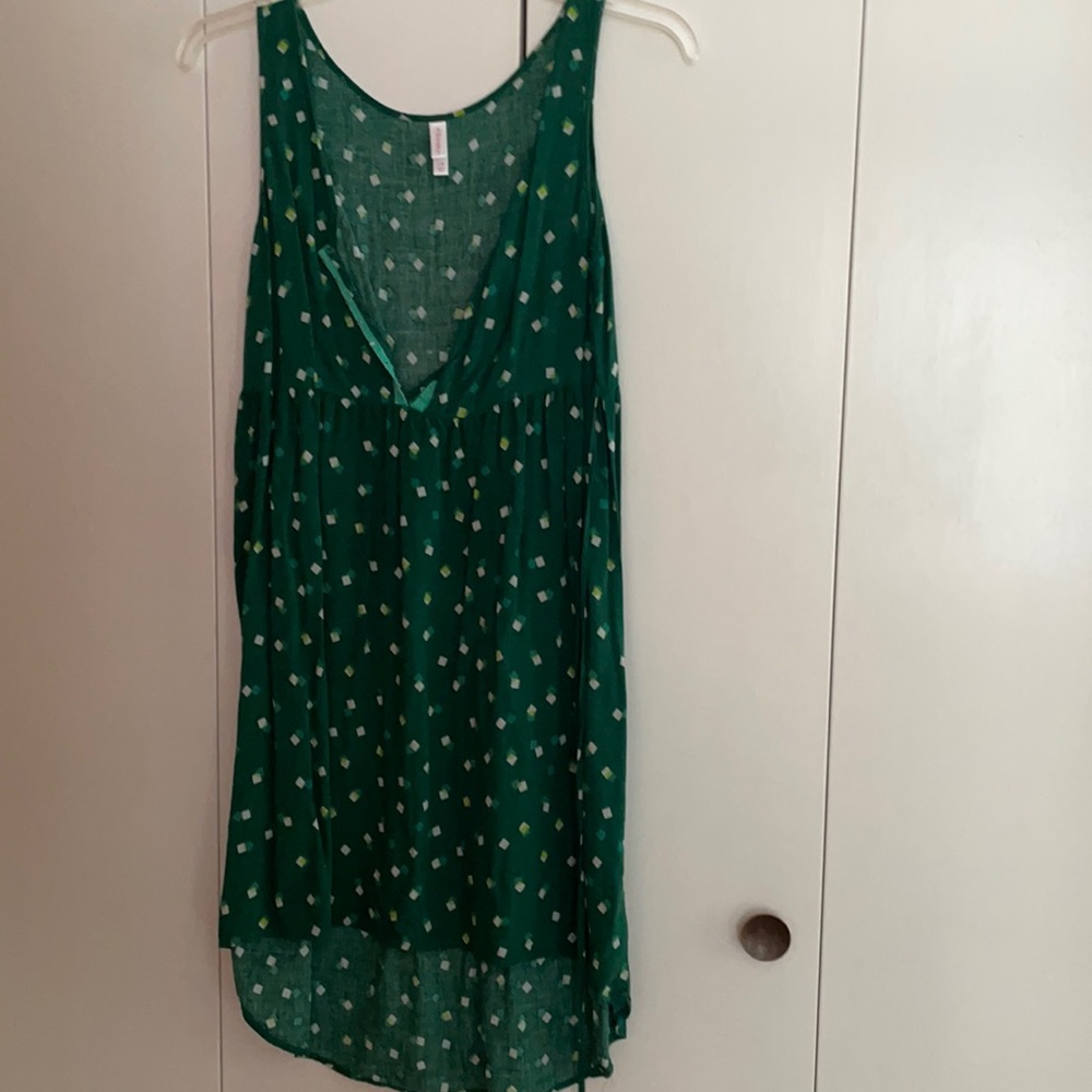 Green printed dress.